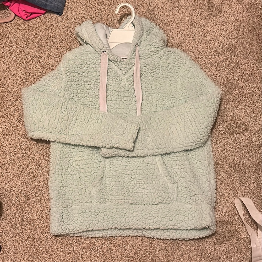 mint green teddy hoodie